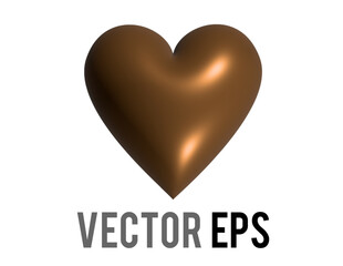 Classic love brown glossy heart 3D icon, used discuss topics related to racial identity