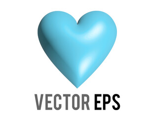 The isolated classic love light blue glossy heart 3D icon