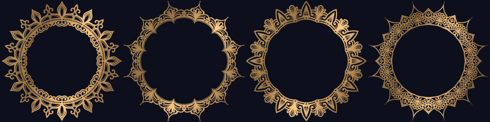 Round art luxury mandala frame, ornamental art circle.