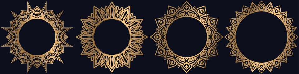 luxury floral mandala frame art, circle design set.