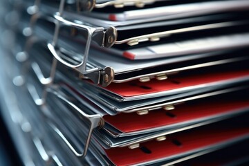 A pile of folders stacked on top of each other. Suitable for business, organization, and office themes
