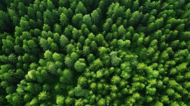 Aerial view natural green forest fir landscape background. AI generated image © artpray