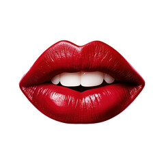 Attractive woman lips on transparent background. 