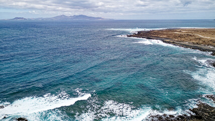 Aerial view of Popcorn Beach - Spain, Canary Islands, Fuerteventura