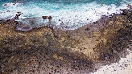 Aerial view of Popcorn Beach - Spain, Canary Islands, Fuerteventura