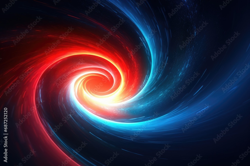 Poster a captivating image featuring a swirling pattern of blue and red colors. perfect for adding a touch 