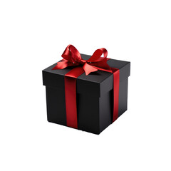 Obraz premium black gift box red bow