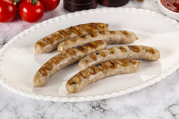 Grilled natural organick white sausages