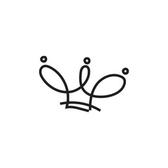 Doodle crown. Line art king or queen crown sketch