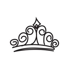 Doodle crown. Line art king or queen crown sketch