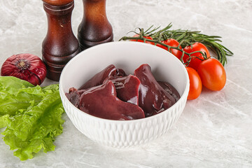 Raw turkey liver in a bowl ready for cooking