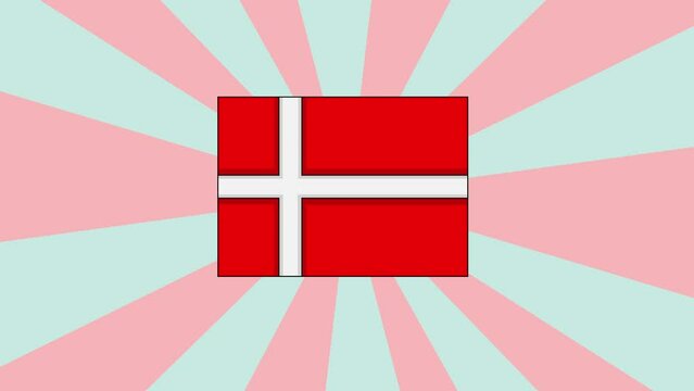 Animation of the Danish flag with a rotating background