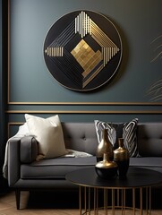 Deco-Era Wall Art: Elegant Living Room Decor with Classy Geometric Lines and Glamorous Figures