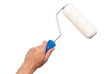 men painter hands holding paint roller