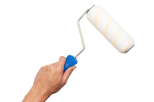 men painter hands holding paint roller