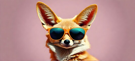fennec fox wearing sunglasses - obrazy, fototapety, plakaty