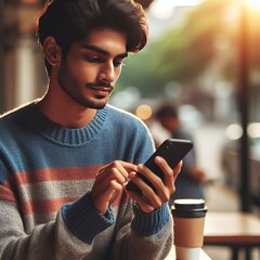 young man using cell phone