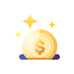 Illustration of saving money. Coin icon