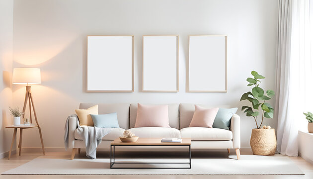 Luxury modern living room. Mockup Frames