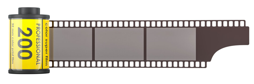 Camera Film Roll, 35 mm. 3D rendering isolated on transparent background