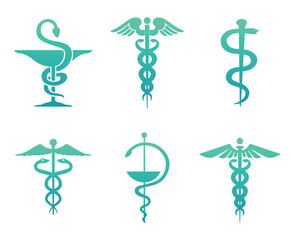 Caduceus as a symbol of medicine. Signs of medicine - obrazy, fototapety, plakaty