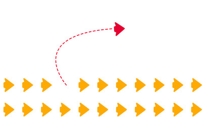 The red arrow leads the other arrows. The idea of ​​leadership, the idea of ​​thinking differently. © SYHM MEDİA