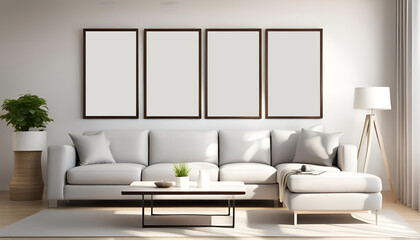 modern living room with sofa. mockup frames