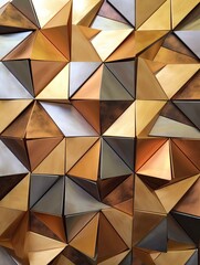 Majestic Maze: Geometric Wall Art in Shades of Gold, Bronze, and Copper