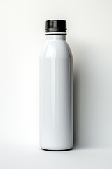 Shiny metal stainless steel bottle mockup simple background, generative ai