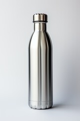 Shiny metal stainless steel bottle mockup simple background, generative ai - 687258742