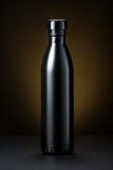 Shiny metal stainless steel bottle mockup simple background, generative ai