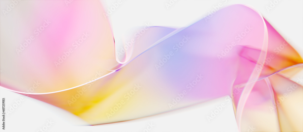 Poster 3d liquid glass multicolored gradient abstract background. 3d rendering holographic spectrum plastic