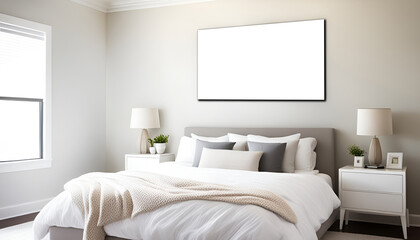 interior of modern bedroom. mockup frame