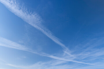 beautiful long cirrus clouds in the sky