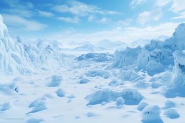Fototapeta na wymiar Mesmerizing Winter Wonderland. Breathtaking Frozen Sea with Glistening Piles of Enchanting Ice