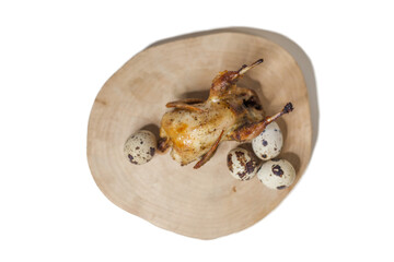Fried quail with quail eggs