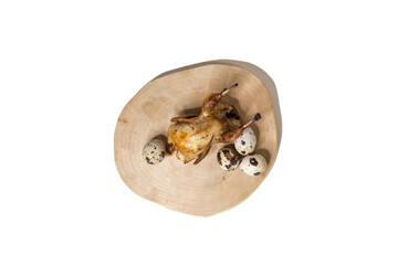 Fried quail with quail eggs