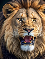 King of the jungle Lion with magnificent look and intimidating and ready to attack