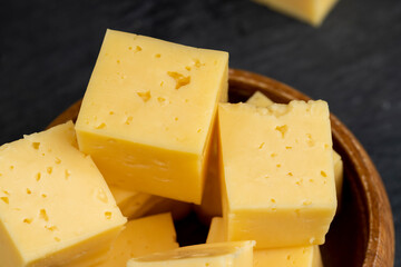 fresh orange cheese cut into cubes