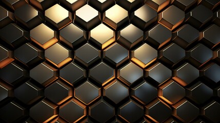 a black and gold hexagonal 3d pattern