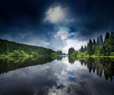 lake in a forest,Sumava - national park, Czech republic, Europe