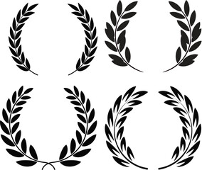 vector set of laurel wreaths. laurel branches with leaves