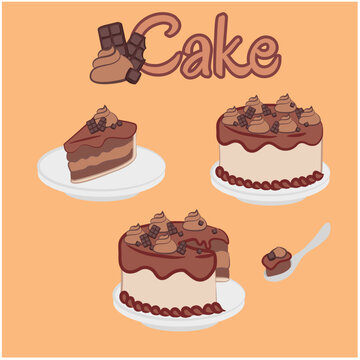 set de ilustracion de torta de chocolate