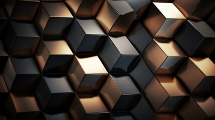 a black and gold hexagonal 3d pattern