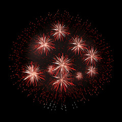 Fireworks on black background, Fireworks light up the sky, festive fireworks explode on black background, ai generated image