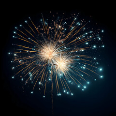 Obraz premium Fireworks on black background, Fireworks light up the sky, festive fireworks explode on black background, ai generated image