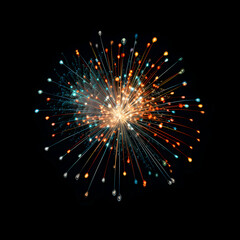 Fototapeta premium Fireworks on black background, Fireworks light up the sky, festive fireworks explode on black background, ai generated image
