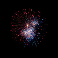 Fototapeta na wymiar Fireworks on black background, Fireworks light up the sky, festive fireworks explode on black background, ai generated image