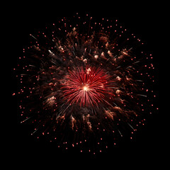 Fireworks on black background, Fireworks light up the sky, festive fireworks explode on black background, ai generated image