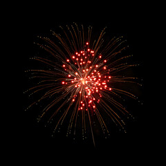 Fototapeta premium Fireworks on black background, Fireworks light up the sky, festive fireworks explode on black background, ai generated image
